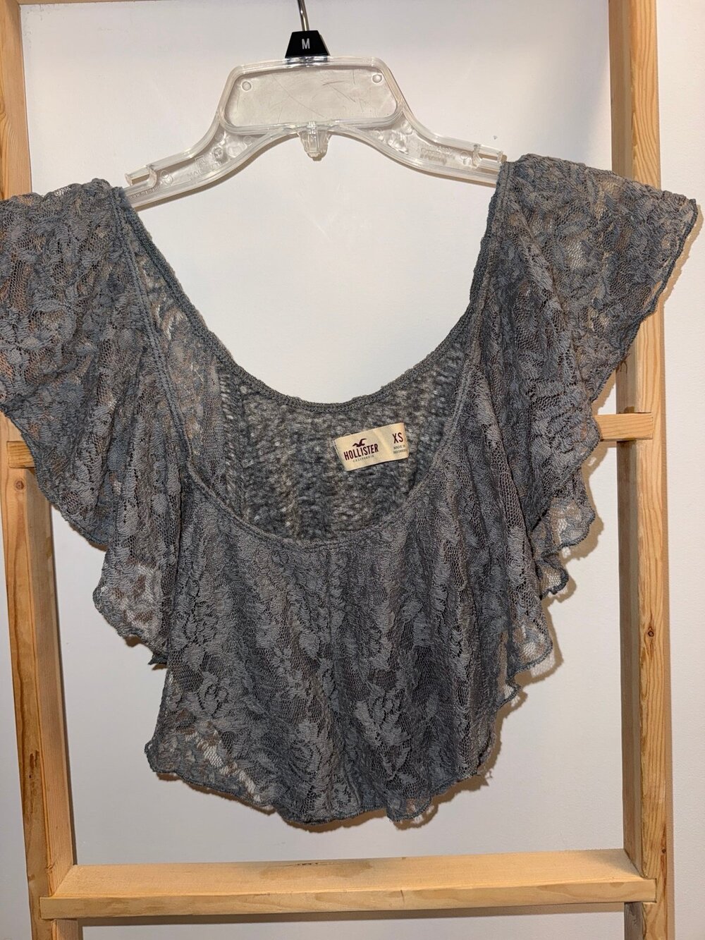 Hollister Grey Lace Crop Top